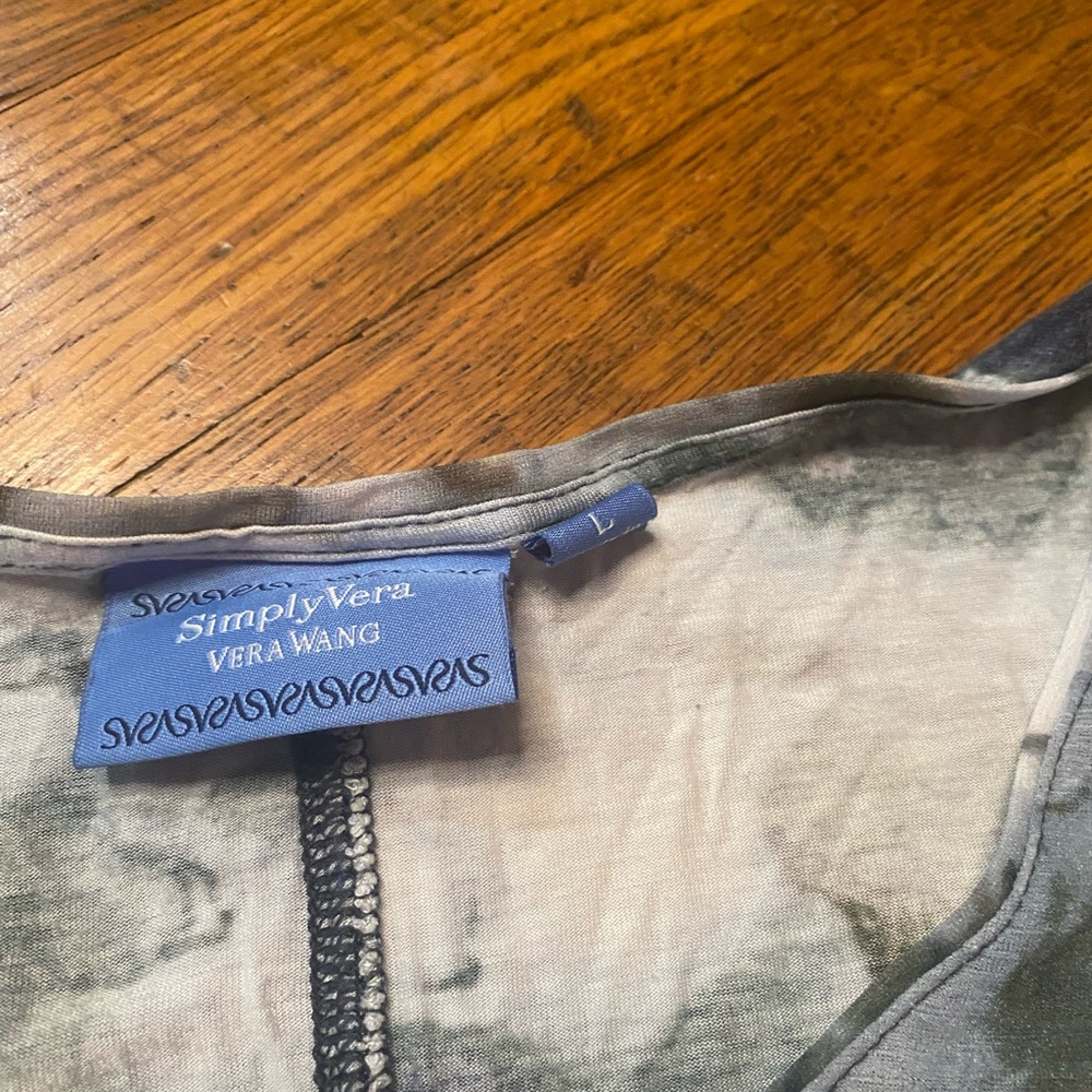 Simply Vera Vera Wang Sleeveless Floral Ruched Top L - Picture 7 of 8